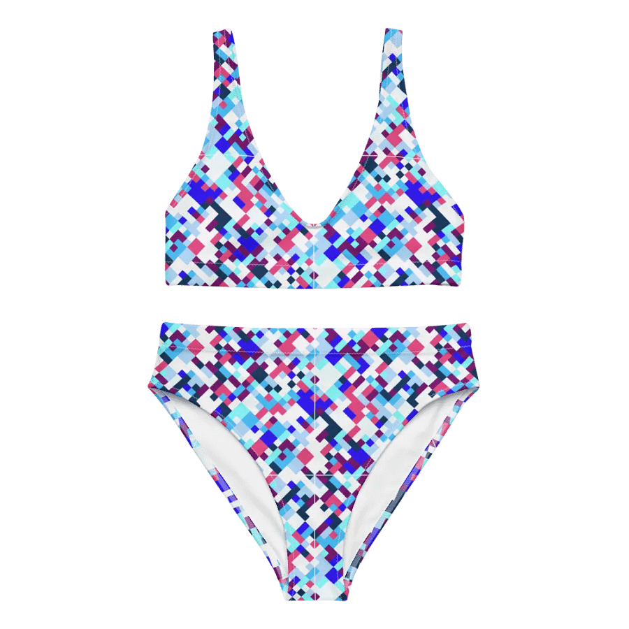 Colorful Mosaic Pattern Design High Waisted Bikini - v1 product image (9)