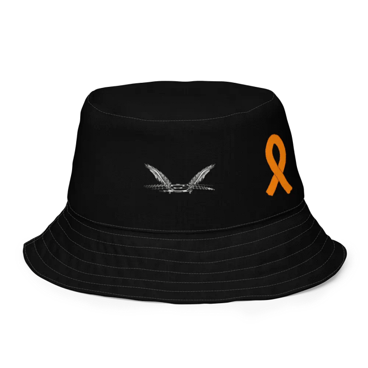 White HApex Gear White Logo Cancer Awareness Orange Ribbon. Black Reversible Bucket Hat product image (1)