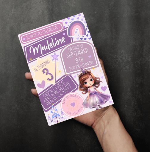 Princess Sofia Birthday Invitation | Royal Princess Party | Sofia the First Theme | Editable Canva Template | Instant Download product image (3)
