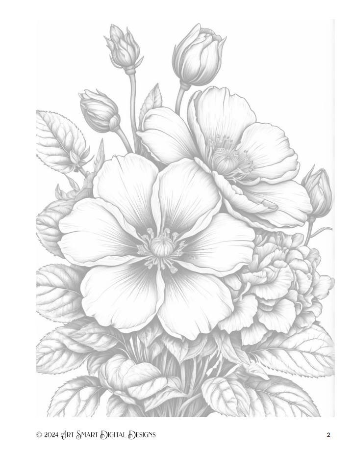 FREE Sample Pages from Flowers Coloring Book for Adults and Teens product image (5)