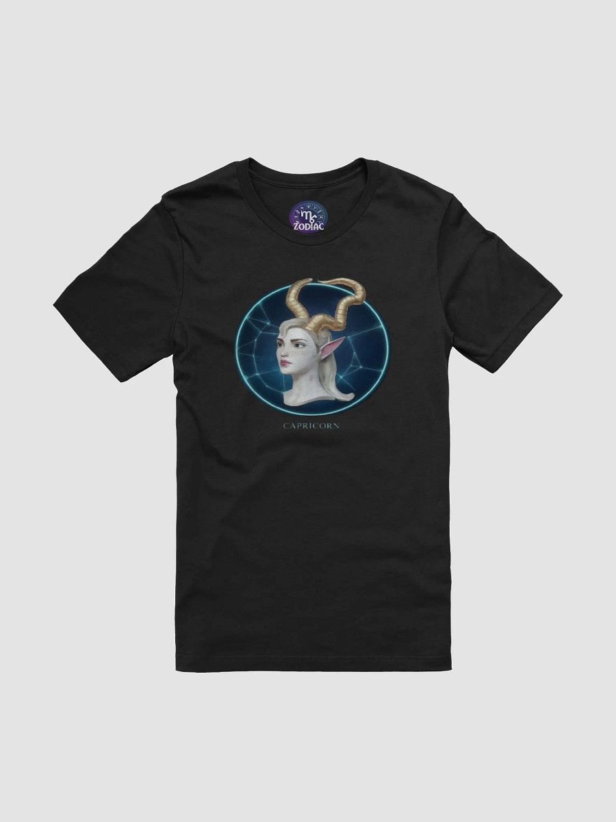 Exclusive Capricorn Zodiac T-Shirt - Unisex Astrology Gift with Ethereal Horned Figure and Cosmic Design product image (3)