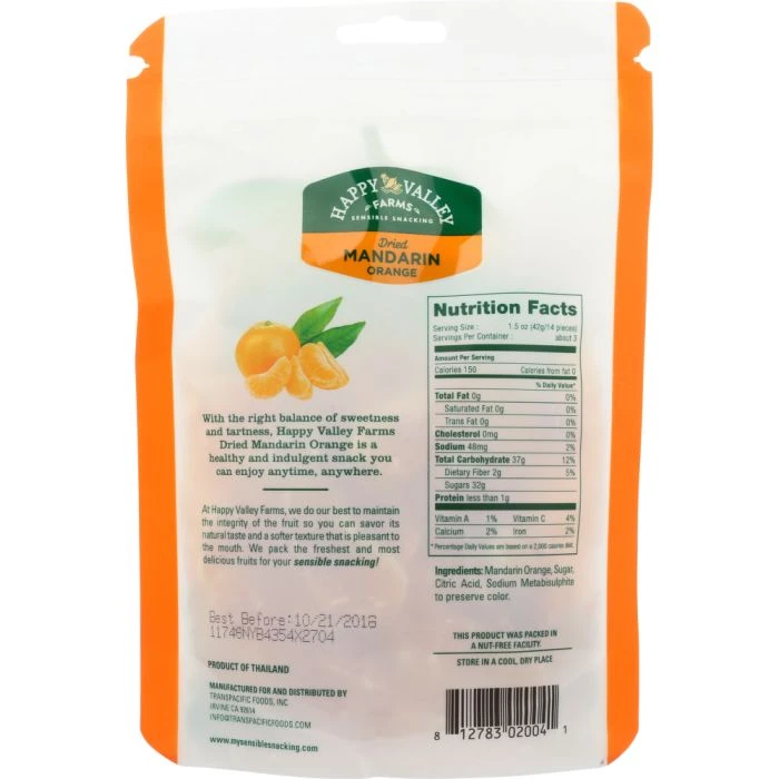 HAPPY VALLEY FARMS: Fruit Dried Mandarin Orange, 4 oz product image (2)