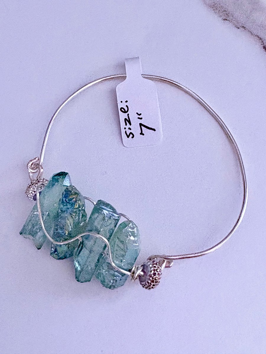 Handmade 7" Wire Wrapped Bracelet | Light Green Crystals | Coastal Charm Jewelry by Monique Faella Designs™ | MFD-00171 product image (9)
