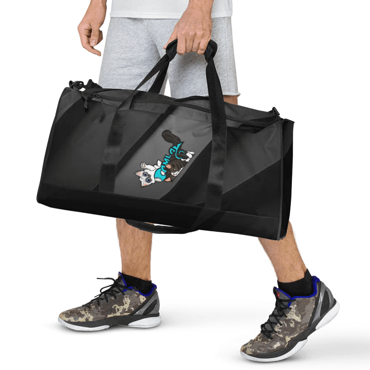 Black/Grey Steel look All-Over Print Duffle Bag : Luigi & Ariel Logo product image (1)