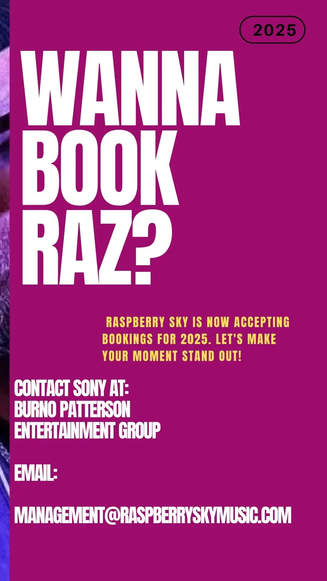 Book RAZ for your next event or party! 💯💯💯 reach out! It’s gonna be a vibe for sure! #BookRaspberrySky #RaspberrySky #Razbaes 