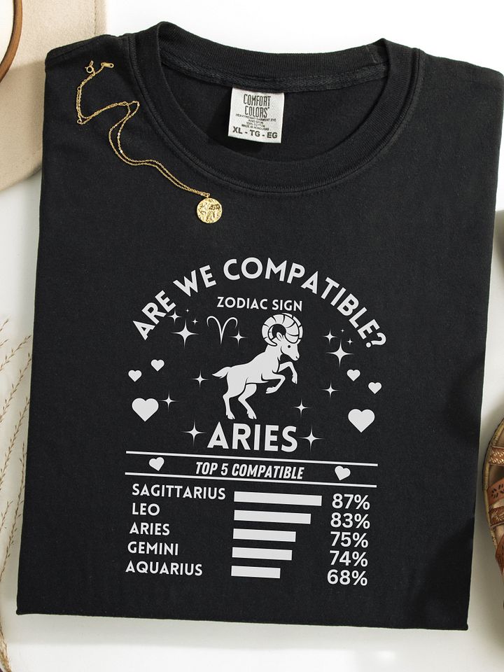 Aries Zodiac Sign Romantic Compatibility T-Shirt - Dark Comfort Colors 1717 product image (1)