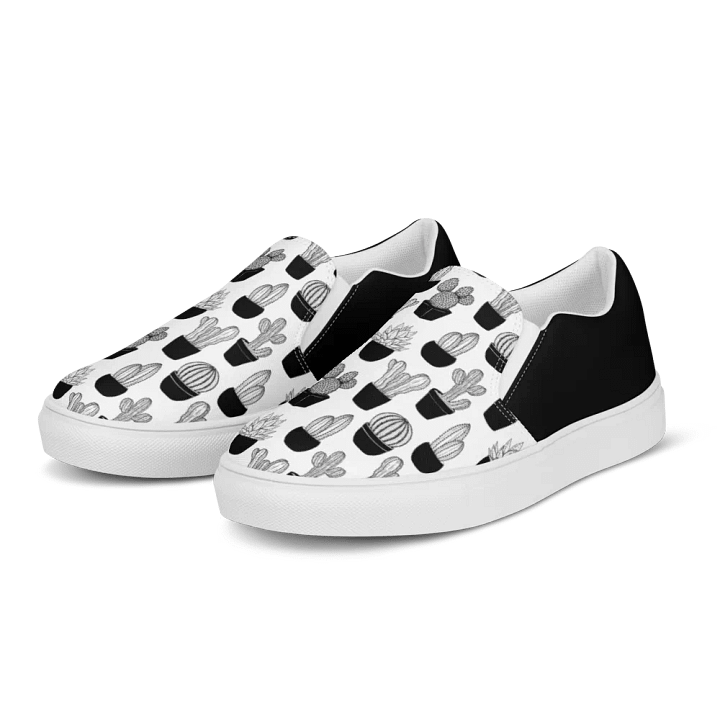 Line Art Cacti Pattern Men's Slip-On Canvas Shoes product image (1)