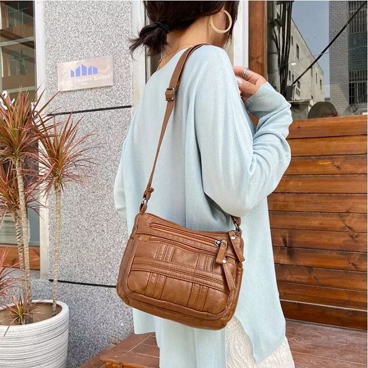Women's Leather Organizer Purse Shoulder Bag Multiple Pockets Crossbody Handbag product image (1)