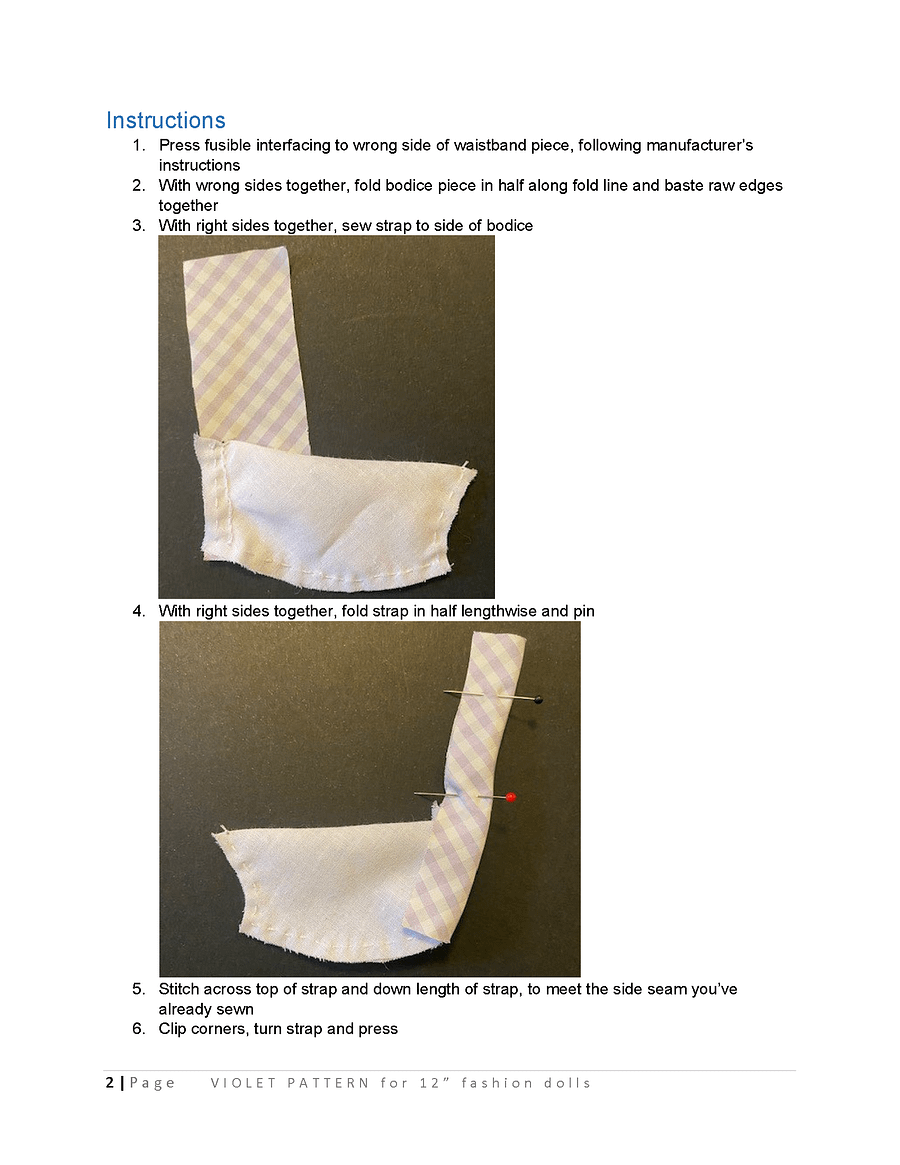 Violet sewing pattern for 12" fashion dolls product image (3)