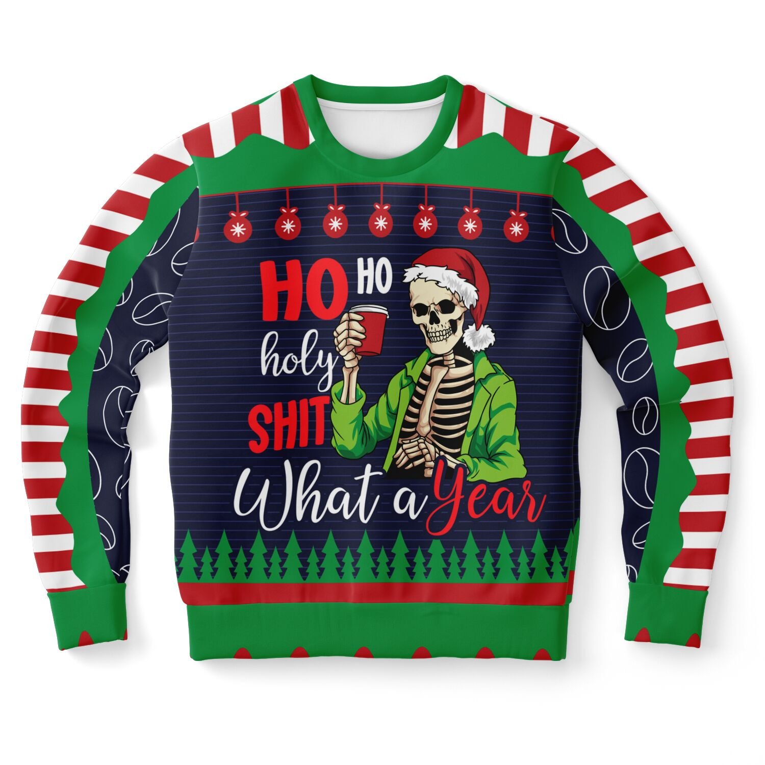 Funny Skeleton Santa Ugly Christmas Sweatshirt | Hilarious Holiday Sweater for Parties | Rebellious Xmas Gift for Men & Women product image (9)