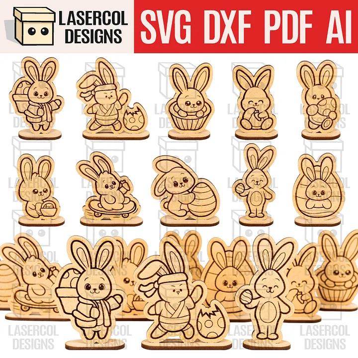 Easter Cutouts With Base Set 7 - Laser Cut Files product image (1)