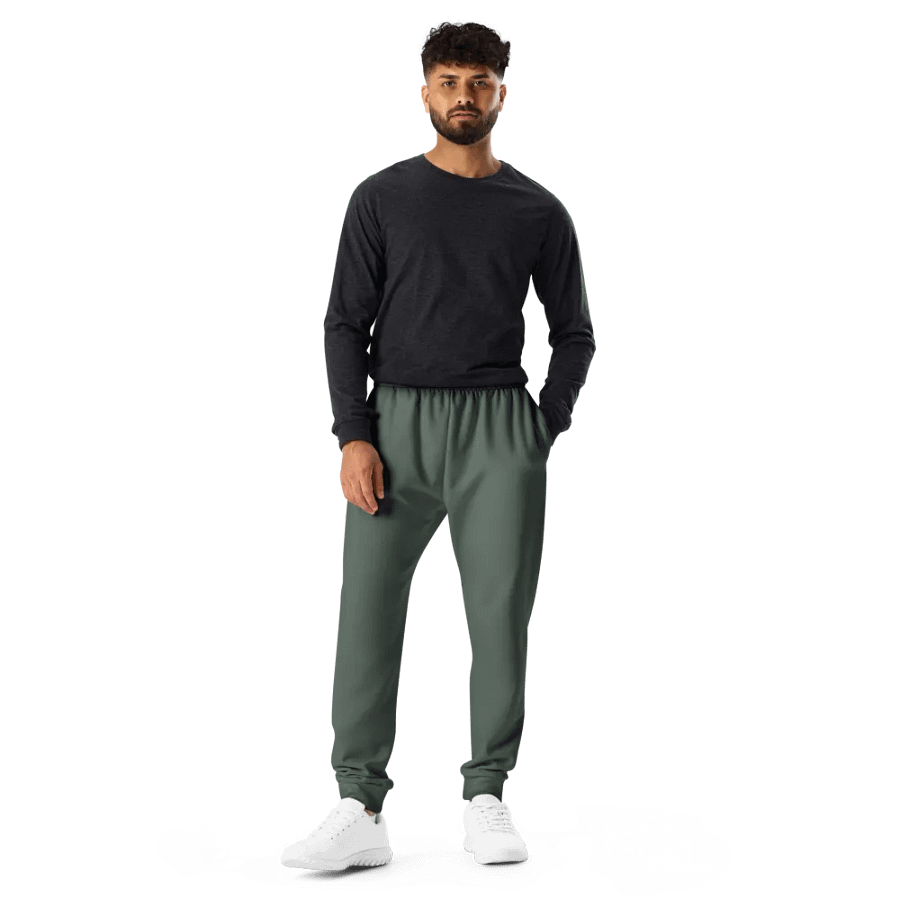 Plain Dark Sage Green Soft Summer Recycled Polyester Premium Men's Joggers by Treasure Pie product image (11)