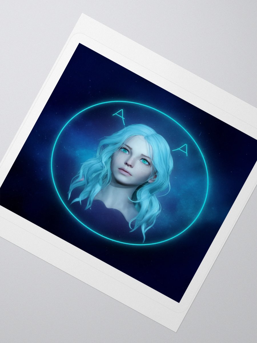 Aquarius Neon Blue Vinyl Sticker - Futuristic Digital Art product image (2)