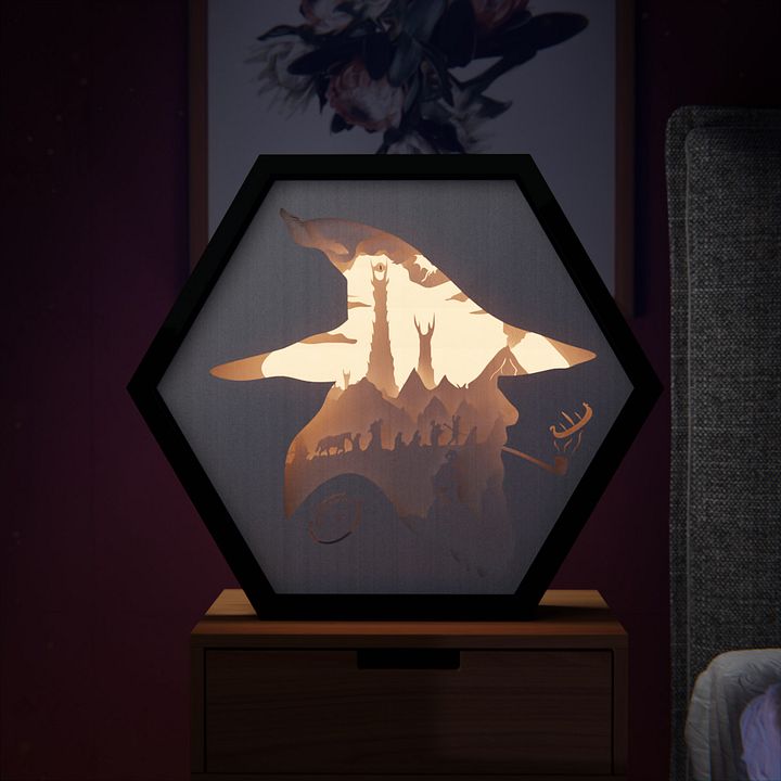 Lord Of The Rings Hexagon-Rectangle LightBox Template 2 in 1 - PDF PNG SVG dXF +Video product image (1)