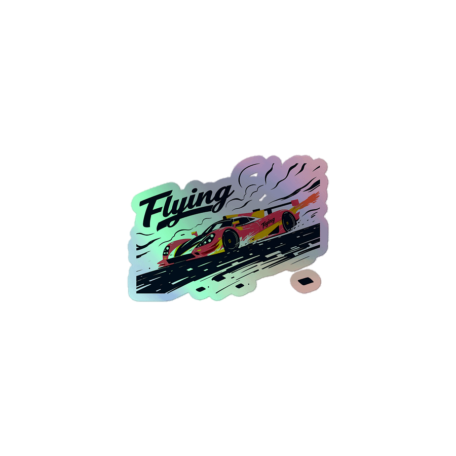 Supersonic Race Car | 'Flying' Speed Art Print Holographic Sticker product image (1)