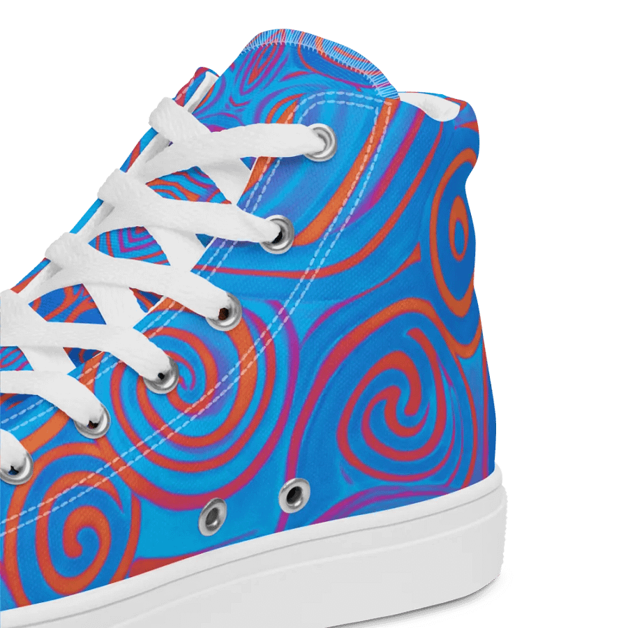 Funky Blue Dreams Liquid Tie-Dye Women's High-Top Canvas Shoes product image (9)