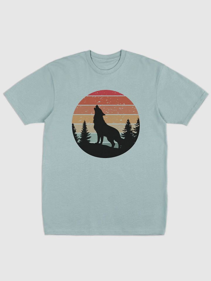 Howling Wolf In The Woods Retro Sunset T-shirt product image (2)