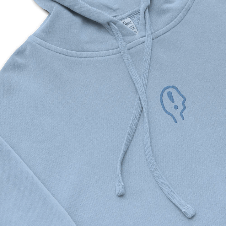 EXCLAIMING MENTALLY (C. aqua) embroidered pigment hoodie product image (1)