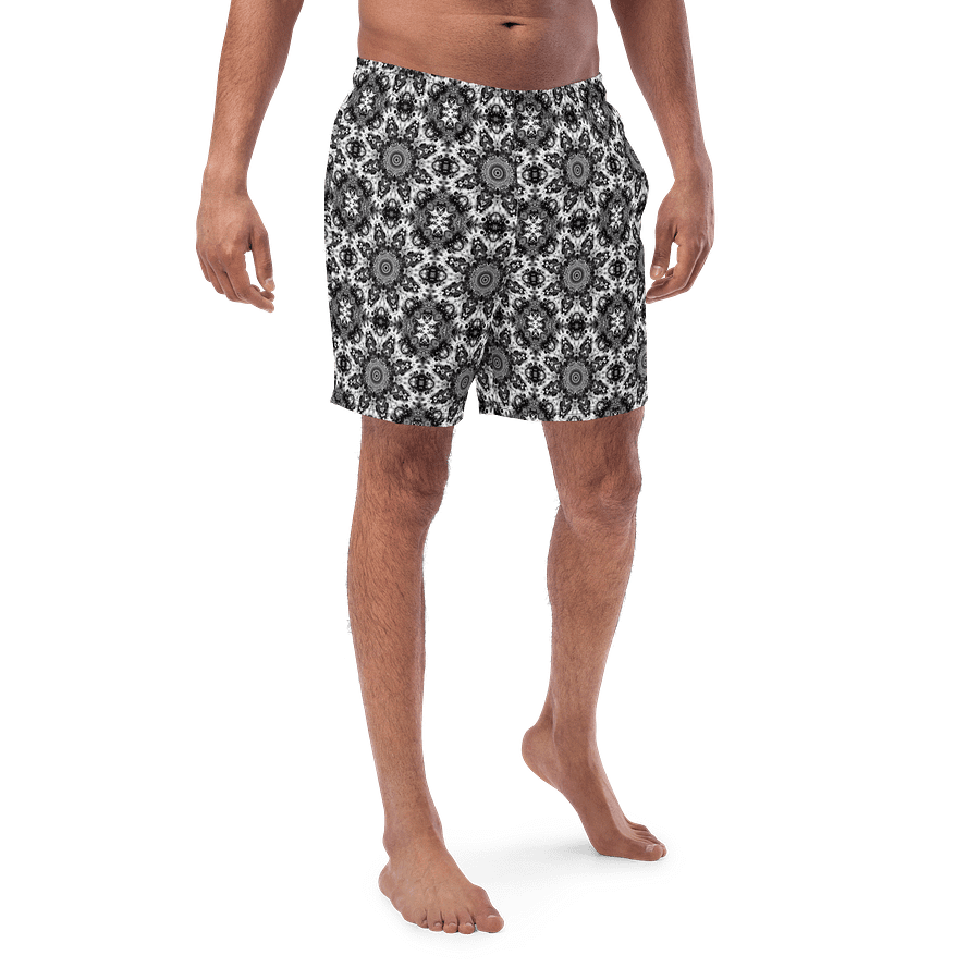 Black & White Octopus Tie Dye Swim Trunks product image (1)