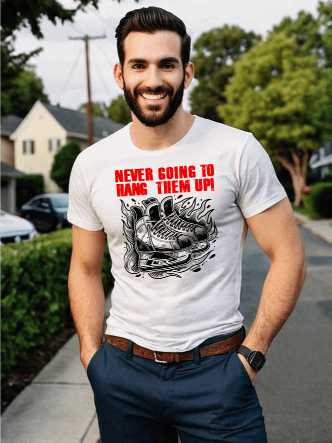 Funny Hockey T-Shirt – Never Going to Hang Them Up – Beer League Hockey Shirt for Men – Gift for Lifelong Hockey Players product image (1)