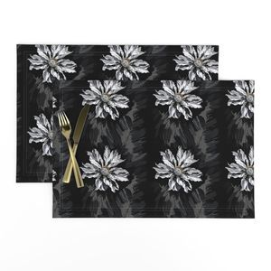 Seamless Pattern - Stripes of White flowers and Gray Leaves on a Black Background product image (10)