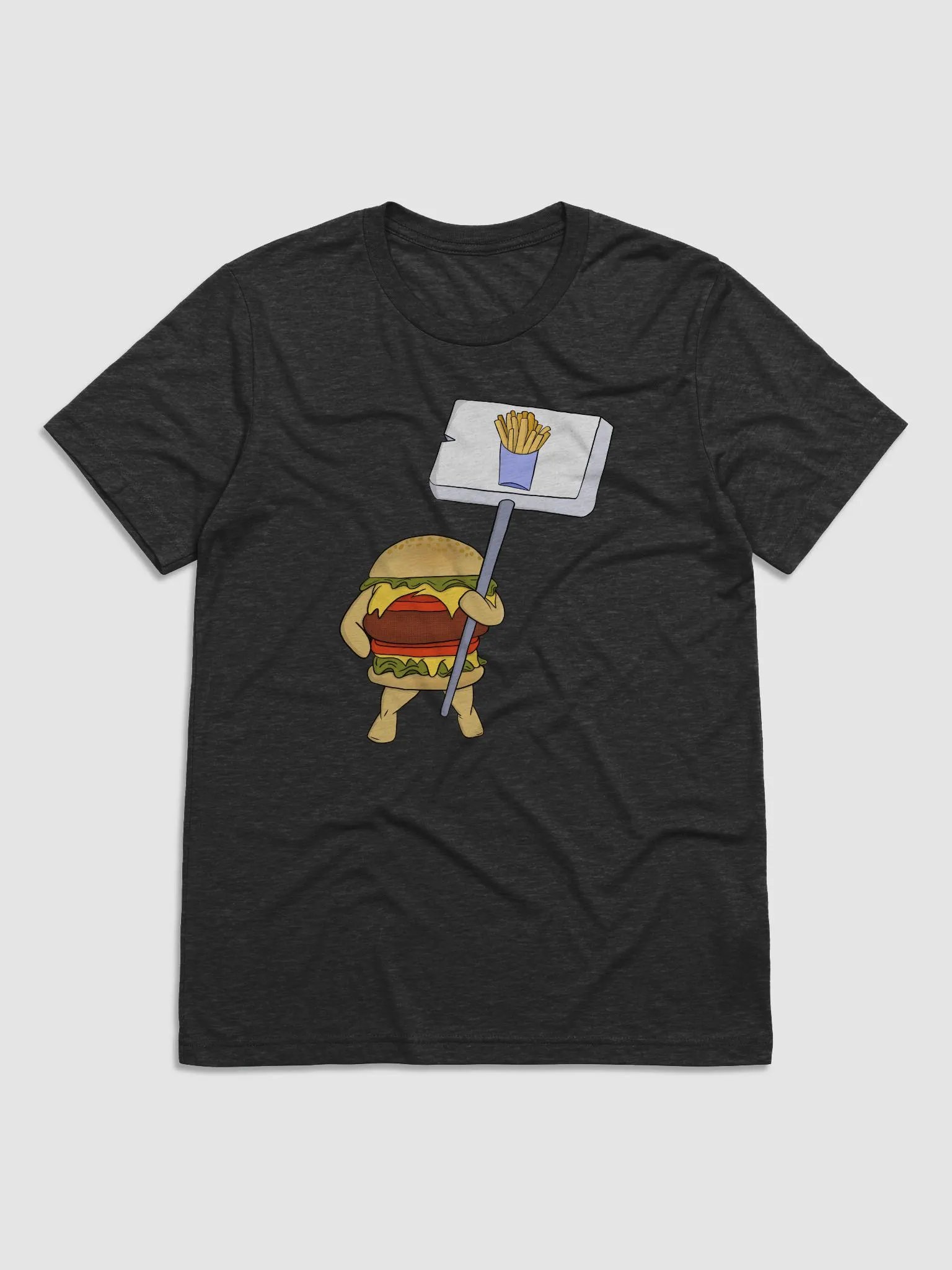 Burger protesting in favor of fries product image (1)