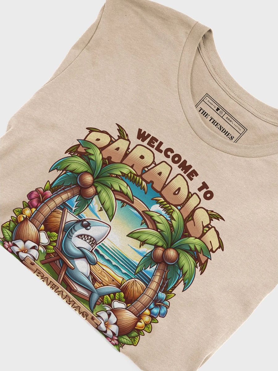 Welcome to Paradise Bahamas Beach T-Shirt | Tropical Shark Design product image (3)