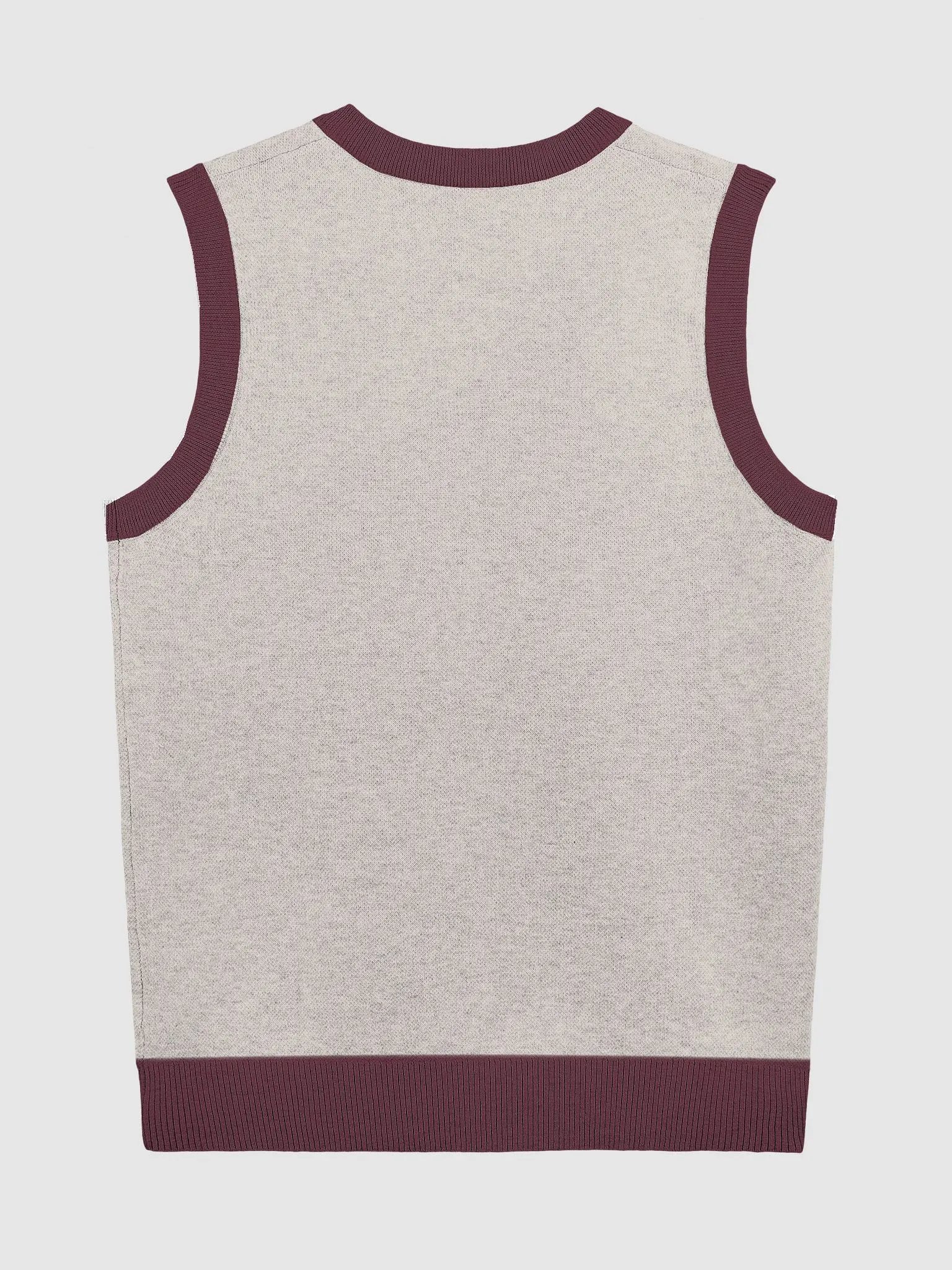 PLEASE DON'T MAKE ME TALK (tan and maroon) knitwear vest product image (7)