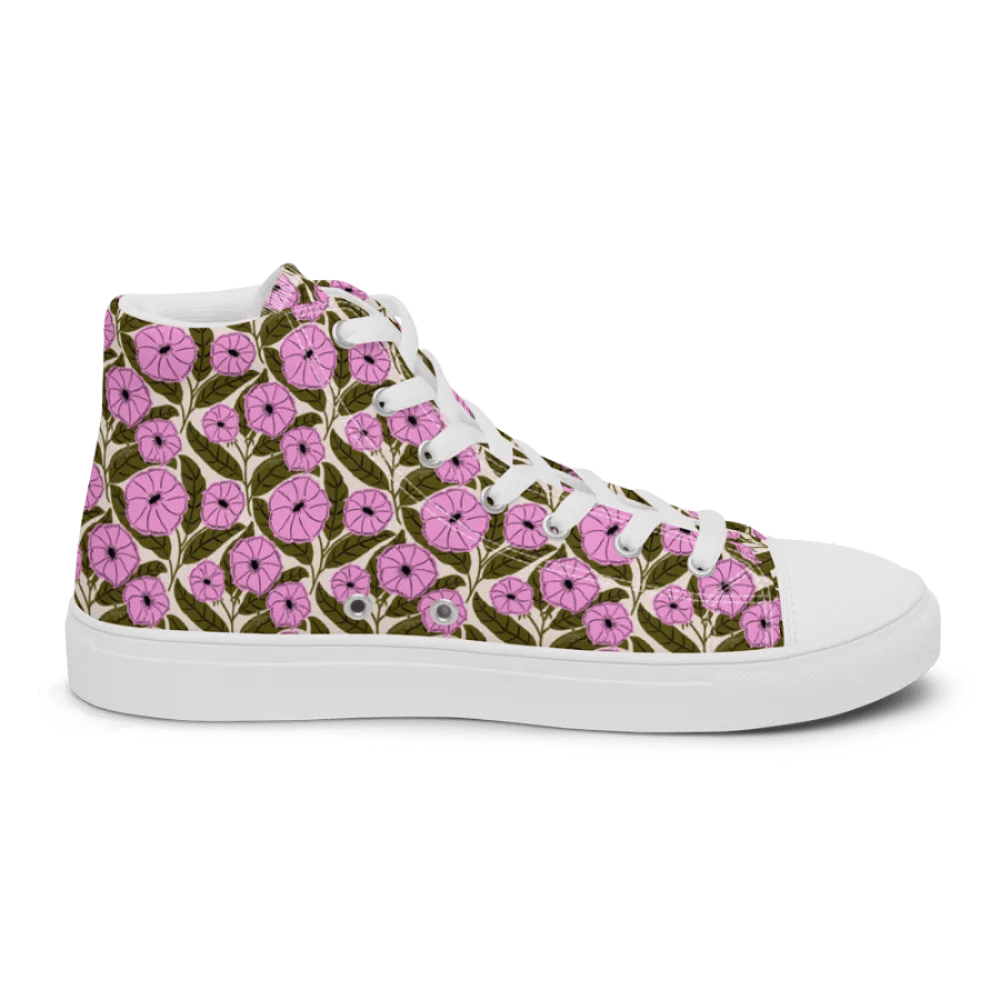 Dipladenia Dreams - Pink and Green - Women High Top Canvas Shoes product image (9)