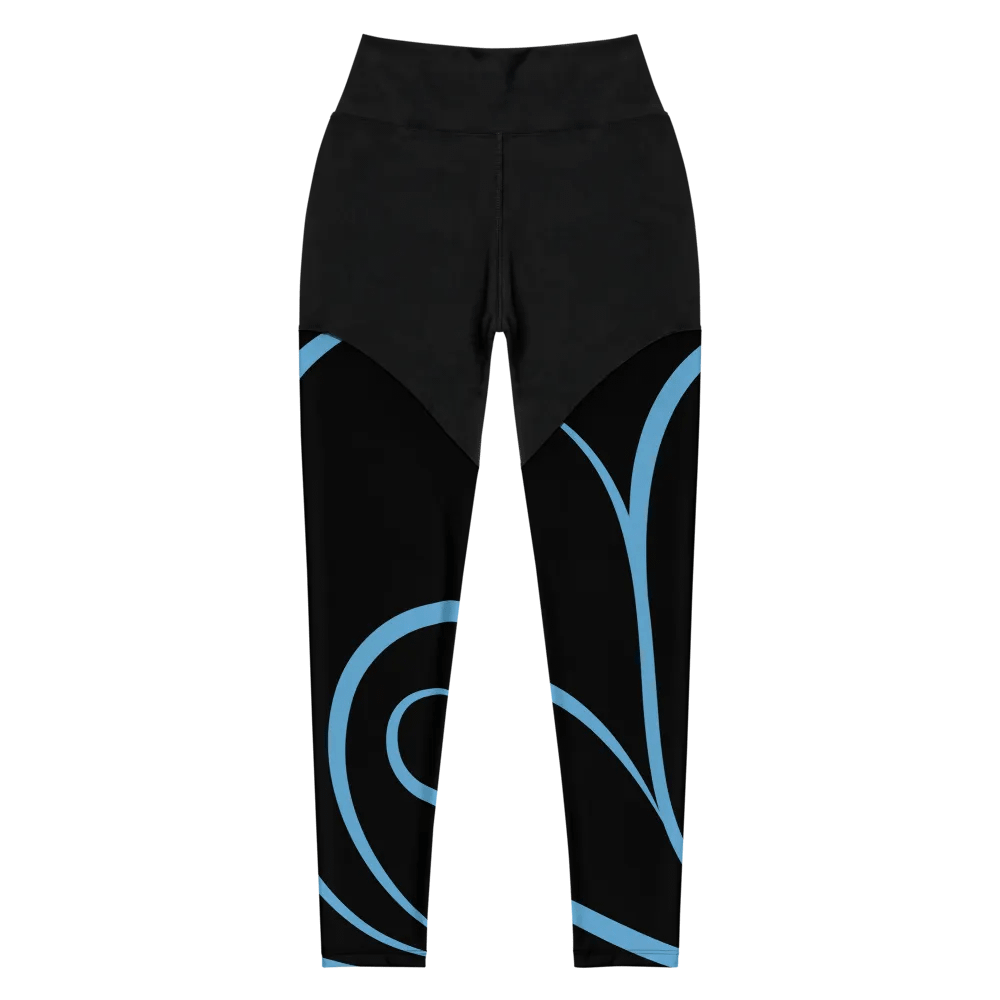 Flowing Blue Flourish All-Over Print Sports Leggings product image (1)