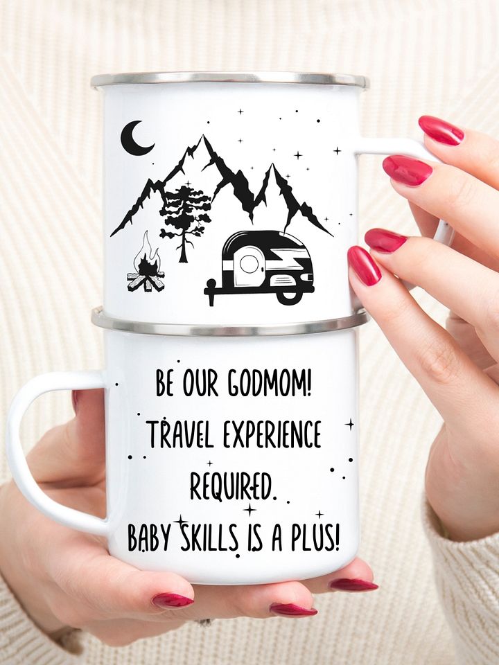 Camping Godmother-To-Be Proposal Gift - Camping gear Enamel Mug product image (1)