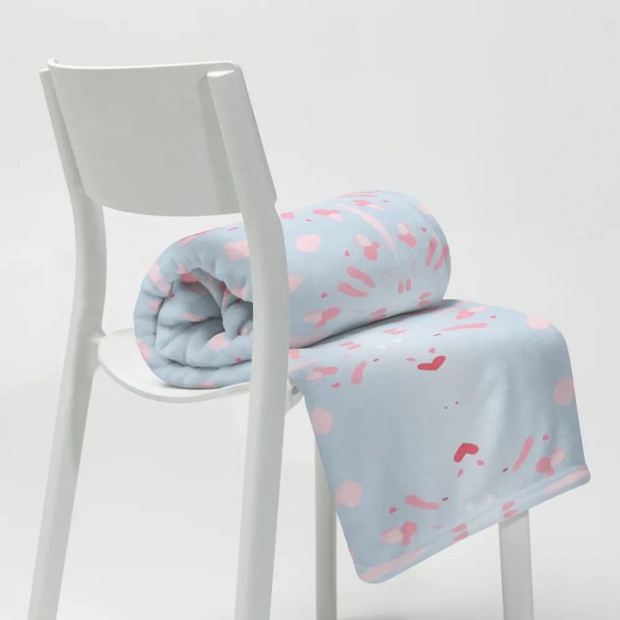 Pink Splashes & Red Hearts Throw Blanket product image (1)
