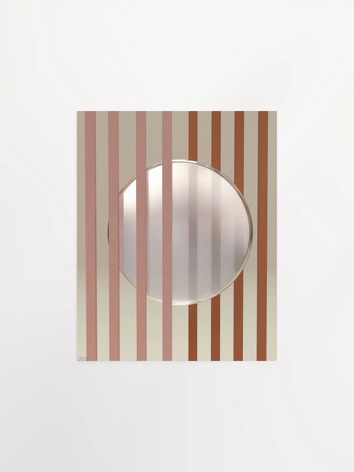 Minimalist 3D Digital Art | Pink and Brown Lines White Circle on Nude Background product image (2)