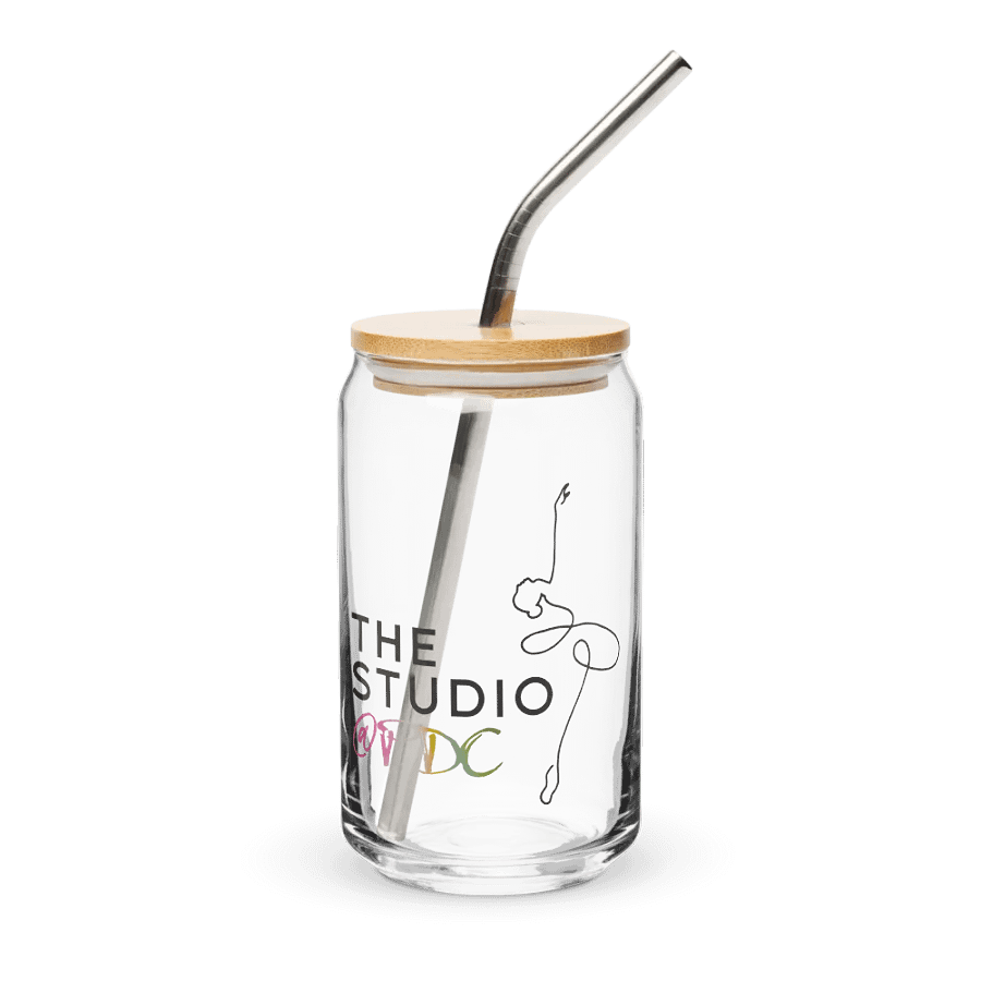 Can Shaped Glass with Lid and Straw | Studio Logo product image (1)