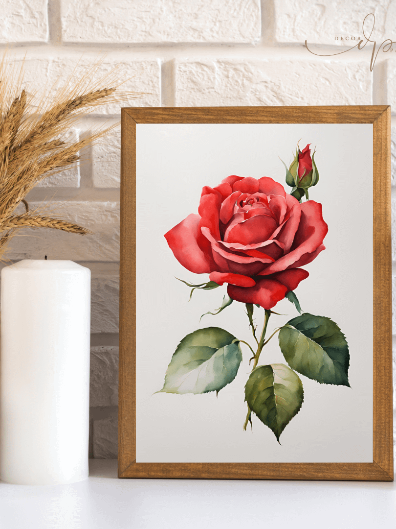 Watercolour Painting Printable Wall Art of ROSE product image (4)