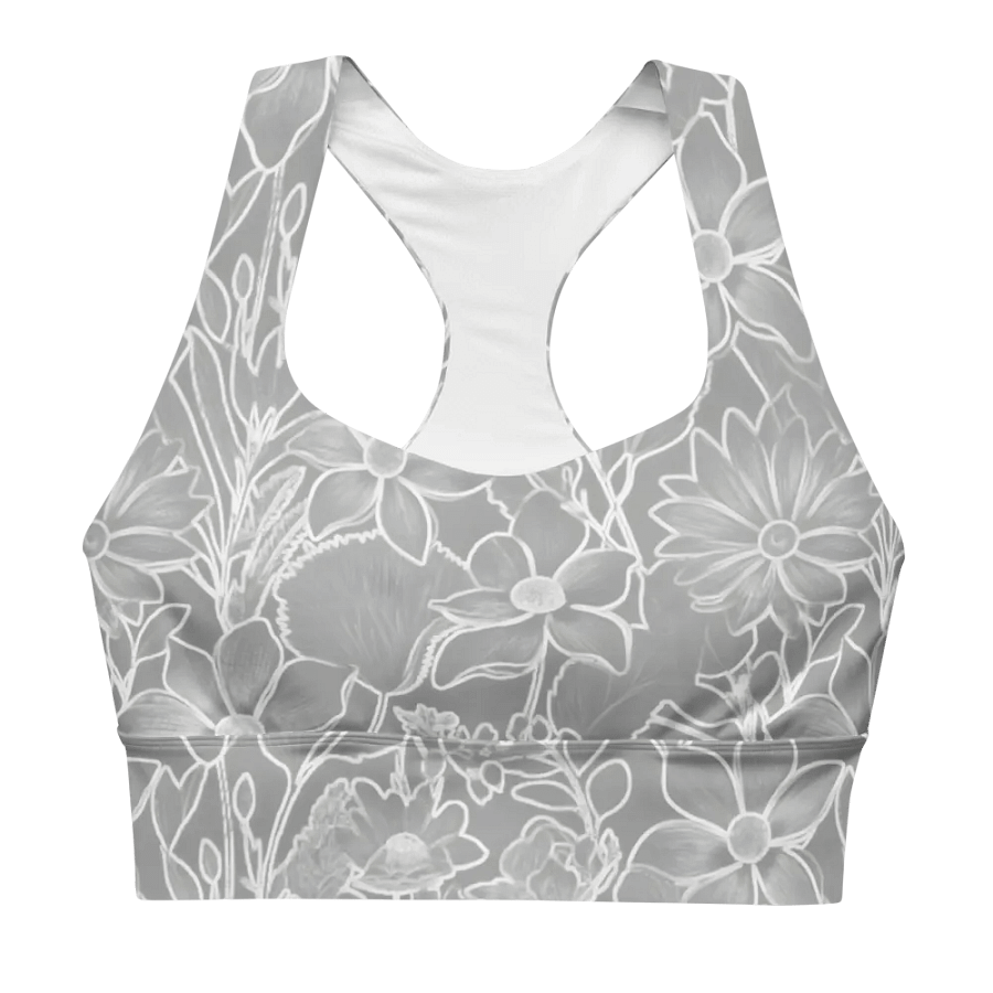 Line art Floral on Gray/All-Over Print Longline Sports Bra by Sublicolor product image (3)
