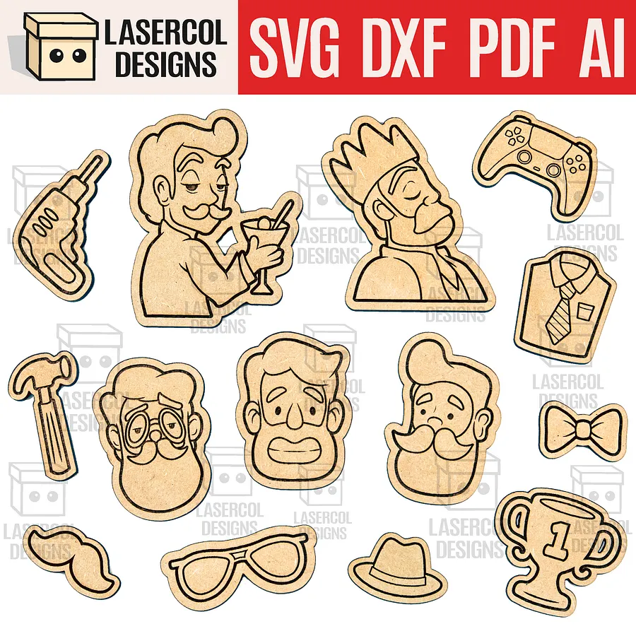 Father's Day Paint Kit DIY Cut Outs Set 1 & 2 - Laser Cut Files product image (4)