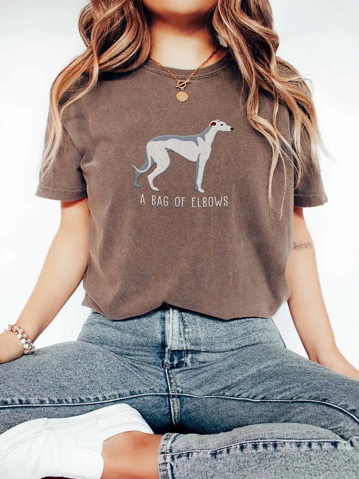 A Bag of Elbows T-Shirt(Embroidered) of a Greyhound(White) product image (2)