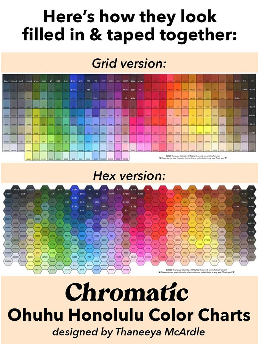 Ohuhu Color Chart - 320 Honolulu Colors in Chromatic Order (Hex + Grid) product image (4)