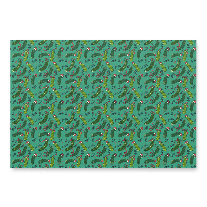 Christmas Pickles Pattern Wrapping Paper in Dark Green, 3 Pack product image (2)