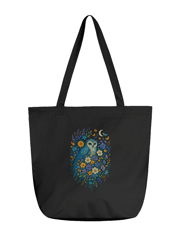 Cottagecore Owl Tote Bag With Moon And Wildflower Garden product image (1)