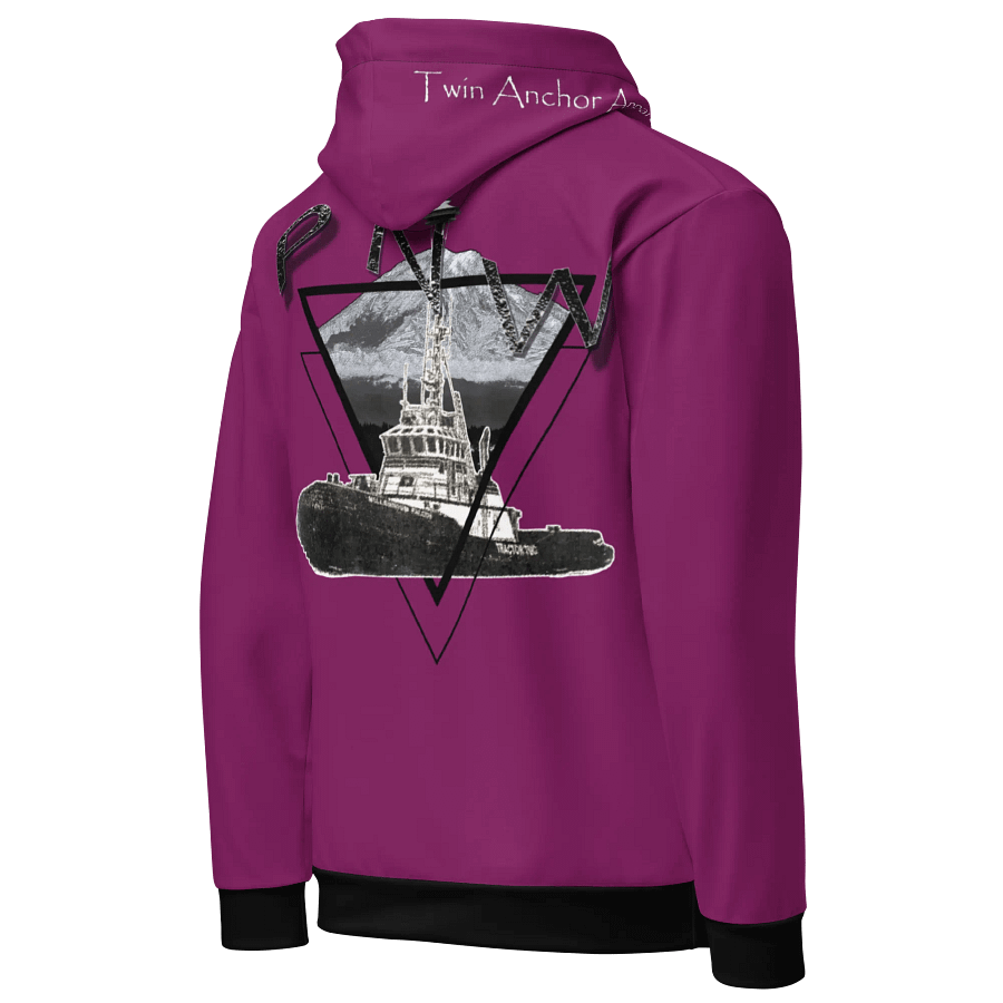Eggplant Red Triangle-Mt Raine- PNW Millennium Tug Hoodie product image (5)