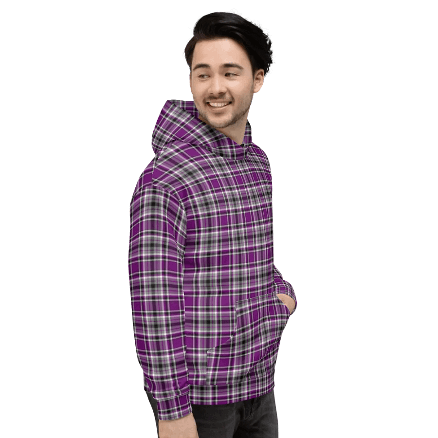 Purple, Gray, and Black Plaid Hoodie product image (5)