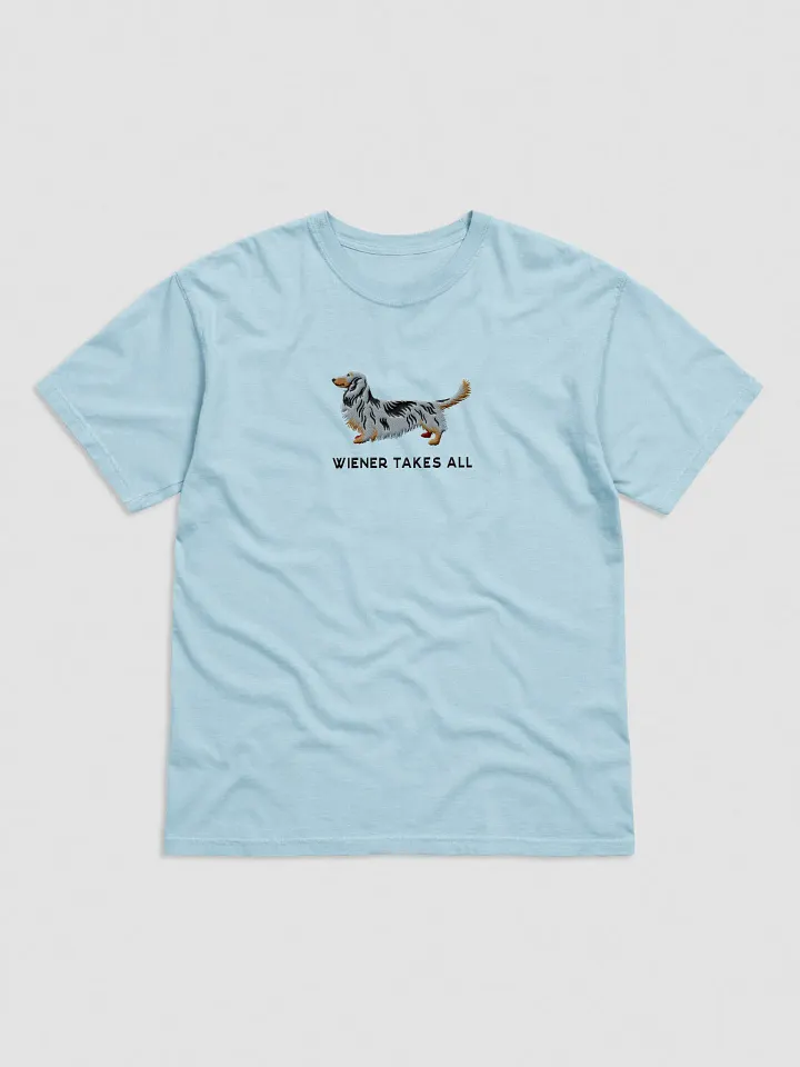 Wiener Takes All T-Shirt(Embroidered) of a Longhaired Dachshund(Dapple) product image (41)