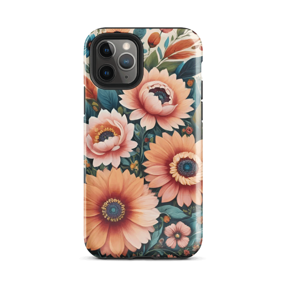 Tough Phone Case for iPhone® - Pink and Peach Flowers Painting product image (2)