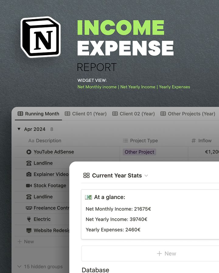 Income | Expense Report (Notion Template) product image (2)