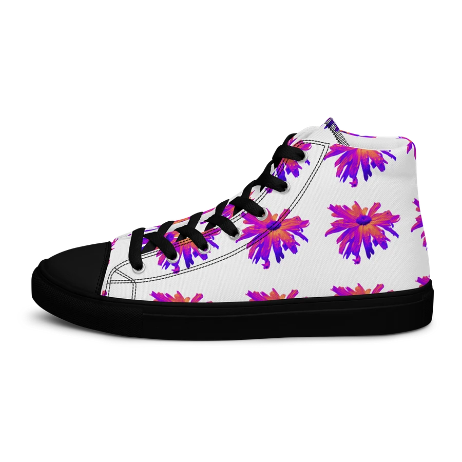 Abstract Pink Floating Daisy Flower Women's Black Toe High Top Canvas Shoes product image (6)