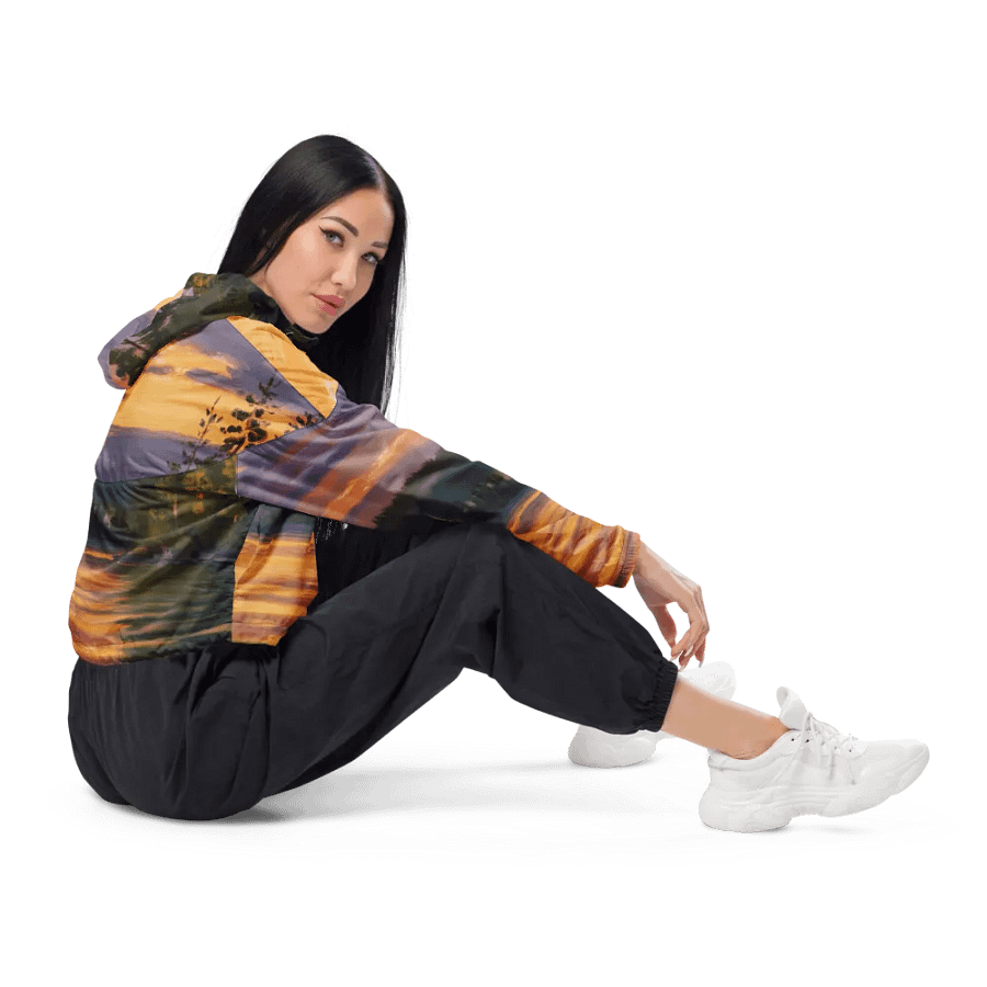 Sunset Lake Sailing, Women's Cropped Windbreaker product image (3)