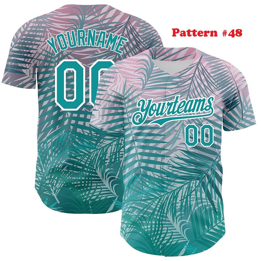 Authentic Baseball Jersey, Custom Baseball Jersey, Personalized Sport Jersey, Hawaiian Multi Colorful, Summer Palm Coconut product image (189)