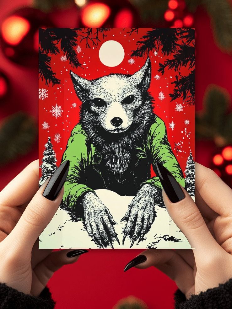 Retro Wolfy Christmas Cards Pack of 10 • 5×7 product image (1)